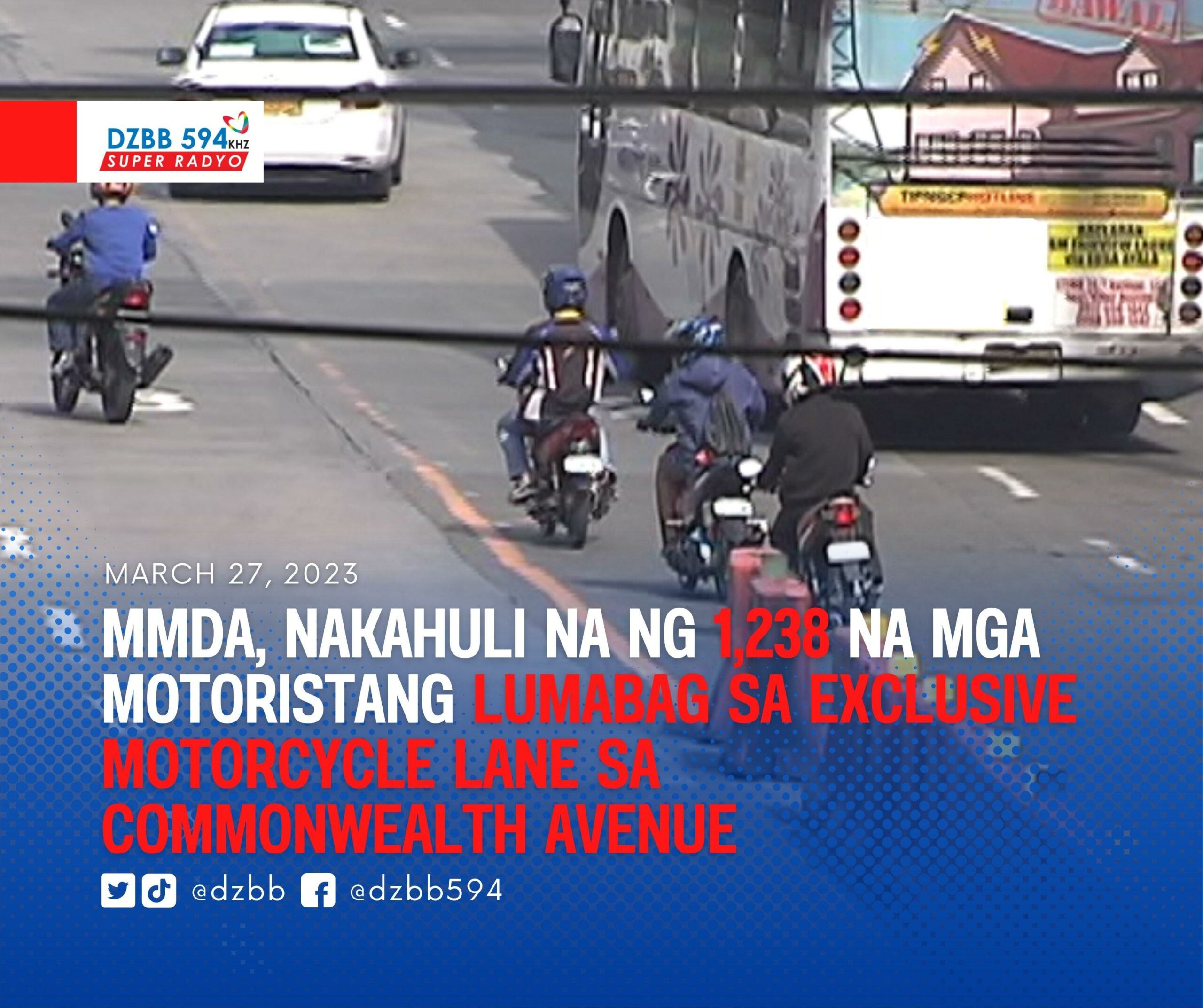 MMDA flags down 1,238 motorists on first day of exclusive QC motorbike lane - Pinas Times