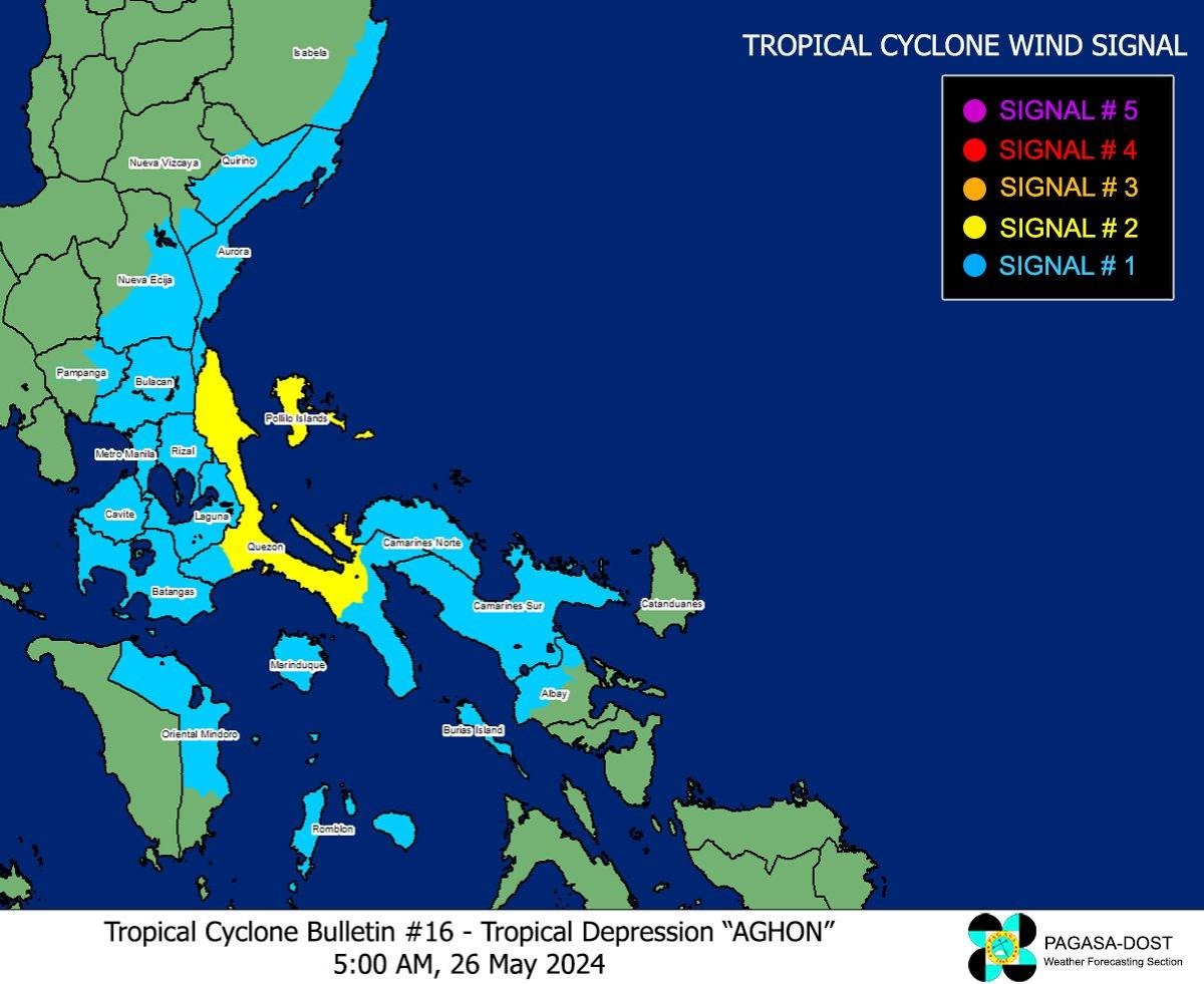 Quezon province under Signal No. 2 as Aghon intensifies